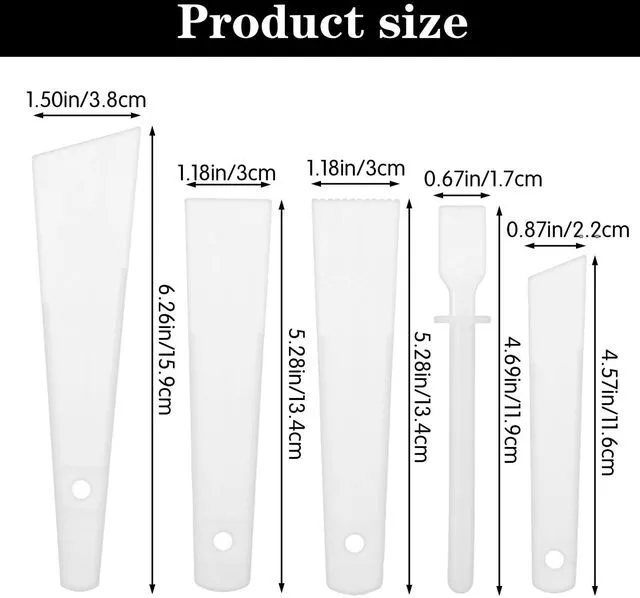 Alt view image 2 of 7 - Ymapinc 5Pcs Applicator Glue Spreaders, Woodwork DIY Craft Art Projects | Plastic Scraper Sticks for Wood Glue, Easy Clean Spreader for Leatherwork
