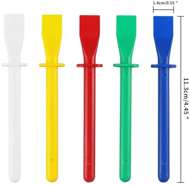 Alt view image 2 of 7 - 5Pcs Colored Plastic Smear Spreaders, Mini Glue Sticks, Easy Clean Glue Scrapers for Handmade DIY Art, Leather Craft, and Woodworking Projects