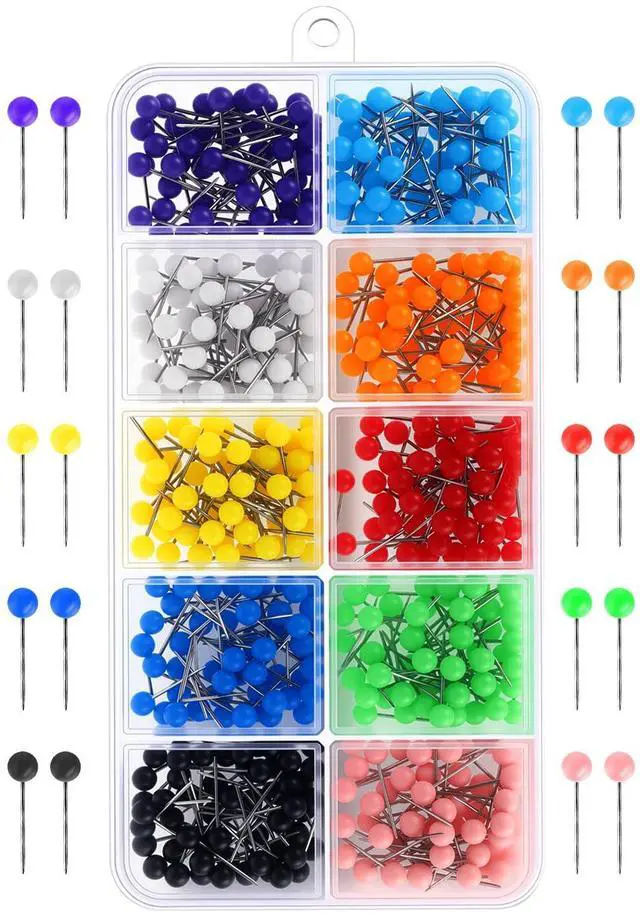 Main image of Map Push Pins Small Push Pins Map Tacks Plastic Round Head Tacks with Steel Points Board Pins Colorful Push Pins Board Pins for Bulletin Board Travel Map Cork Board