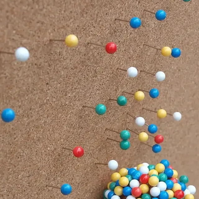 Alt view image 4 of 7 - Map Push Pins Small Push Pins Map Tacks Plastic Round Head Tacks with Steel Points Board Pins Colorful Push Pins Board Pins for Bulletin Board Travel Map Cork Board
