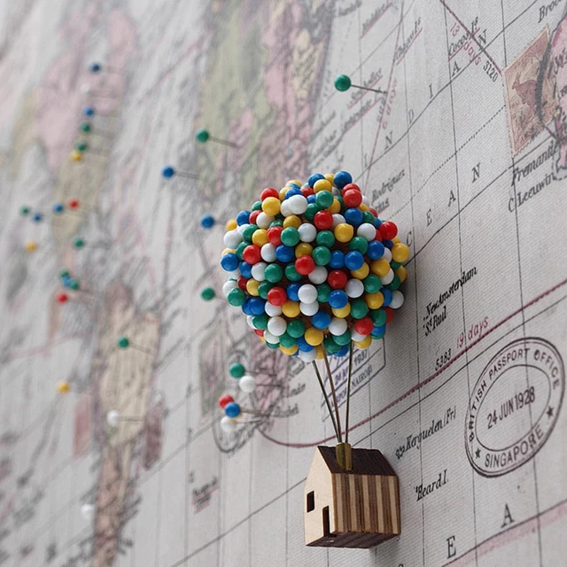 Alt view image 5 of 7 - Map Push Pins Small Push Pins Map Tacks Plastic Round Head Tacks with Steel Points Board Pins Colorful Push Pins Board Pins for Bulletin Board Travel Map Cork Board