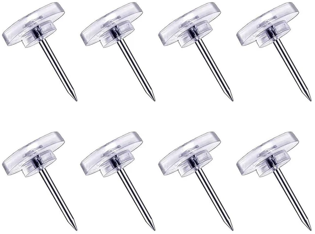 Main image of 120 Count Clear Push Pins - Thumb Tacks for Wall Hangings, Cork Board, Plastic Flat Head Pins