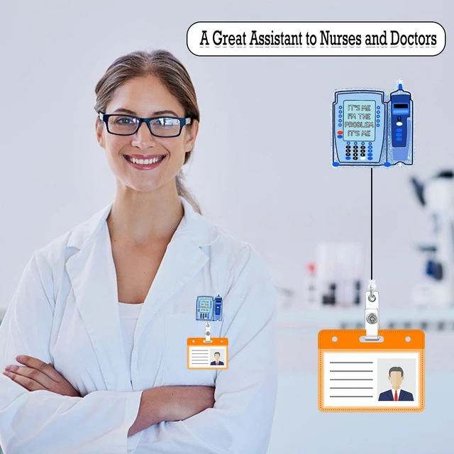 Alt view image 5 of 7 - Arakulago Funny Nurse Badge Reel Retractable Nursing Badge Holder with ID Clip Medical It's Me, I'm The Problem Accessories RN CNA Name Badge Clip Doctor Assistant Hospital Acrylic ID Name Card Bl317