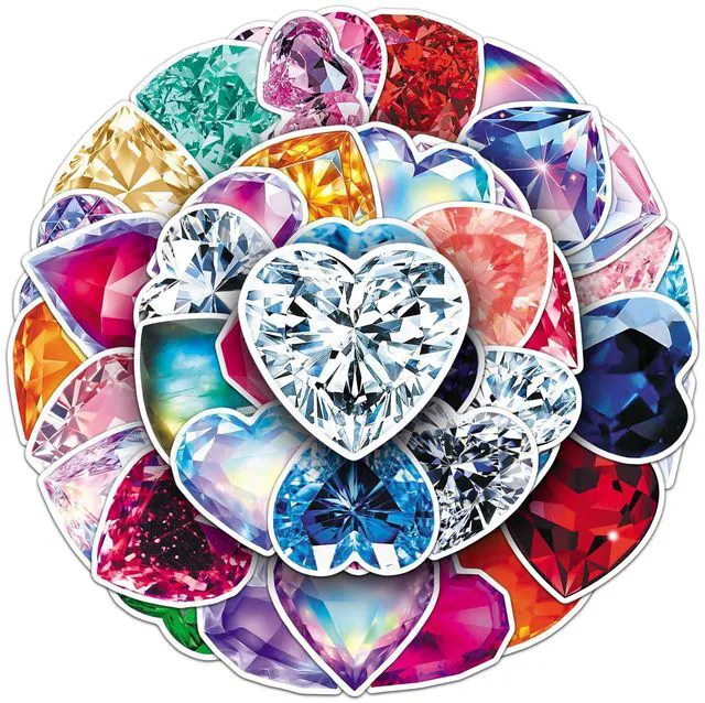 Main image of Diamonds Stickers Pack |50 Pcs| Cartoon Vinyl Waterproof Stickers for Laptop Computer Phone Luggage Flasks Water Bottle Bike Car Notebook Tablet,Decorative Decals Pack