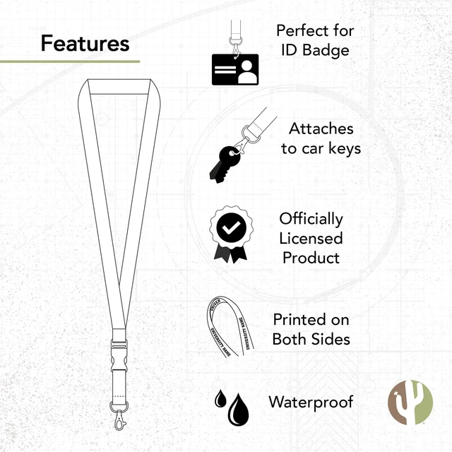 Alt view image 3 of 4 - Desert Cactus Lewis University Lanyard with Snap Buckle (Gray) | Officially Licensed LU Flyers Lewis Flyers Detachable Breakaway ID Badge Car Keys Holder, Team Merch