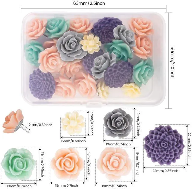 Alt view image 2 of 5 - 24Pcs Decorative Push Pins for Bulletin Board,Thumb Tack Decorative for Cork Board, Office Organization or Home