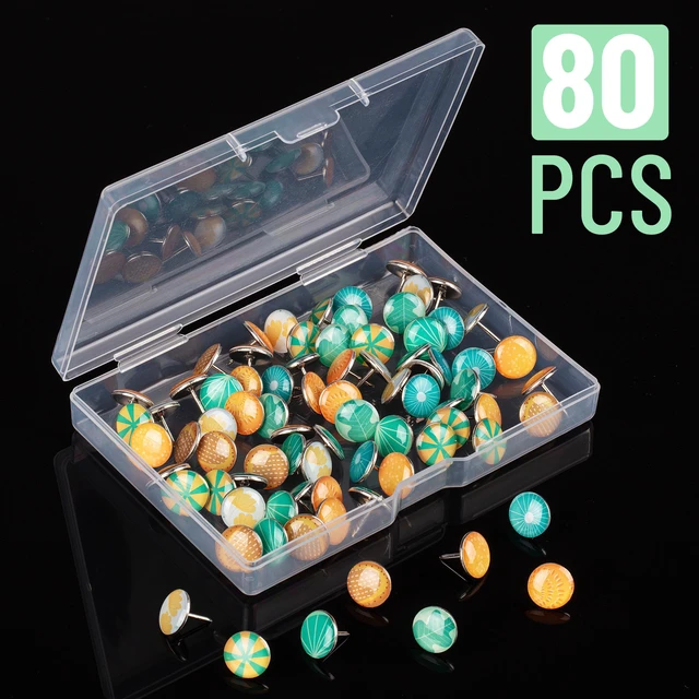 Alt view image 2 of 7 - Decorative Push Pins, 80 pcs, 8 Unique Designs, Botanic Bloom | Cute Push Pins for Bulletin Board, Cute Thumb Tacks for Cork Board, Office Organization or Home Décor