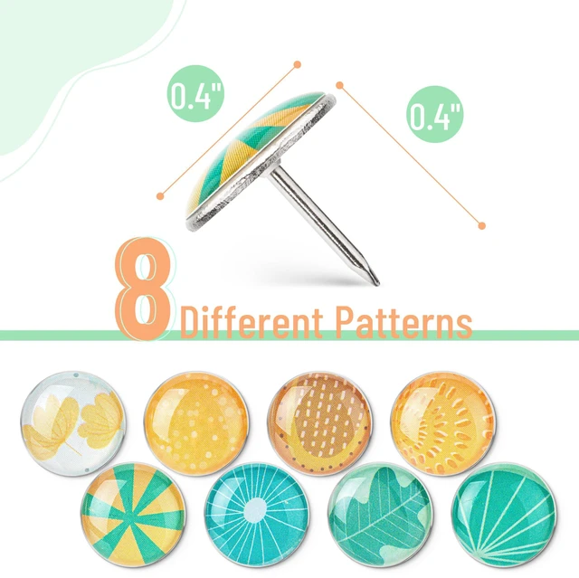Alt view image 3 of 7 - Decorative Push Pins, 80 pcs, 8 Unique Designs, Botanic Bloom | Cute Push Pins for Bulletin Board, Cute Thumb Tacks for Cork Board, Office Organization or Home Décor