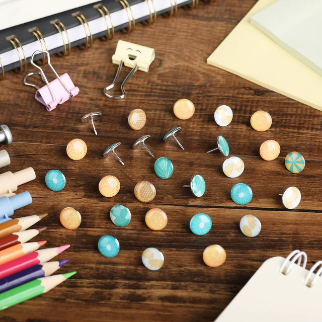 Alt view image 6 of 7 - Decorative Push Pins, 80 pcs, 8 Unique Designs, Botanic Bloom | Cute Push Pins for Bulletin Board, Cute Thumb Tacks for Cork Board, Office Organization or Home Décor