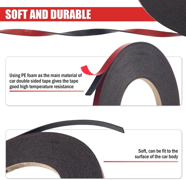 Alt view image 3 of 7 - Automotive Double Sided Tape,16.4Ft x 0.24" High Adhesive | Cuttable & Easy to Stick for Metal Surface,Strong for Car Badges/Decorations/Emblems,for Exterior & Interior Use