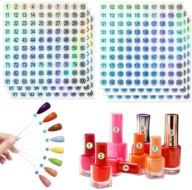 Main image of C12rtive 3 Sets Number Stickers (1-200), Waterproof Round Labels for Organizing Nail Polish Bottles, Nail Swatch Sticks, Lipstick