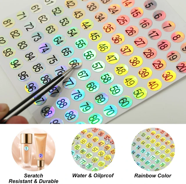 Alt view image 5 of 7 - C12rtive 3 Sets Number Stickers (1-200), Waterproof Round Labels for Organizing Nail Polish Bottles, Nail Swatch Sticks, Lipstick