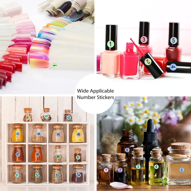 Alt view image 7 of 7 - C12rtive 3 Sets Number Stickers (1-200), Waterproof Round Labels for Organizing Nail Polish Bottles, Nail Swatch Sticks, Lipstick