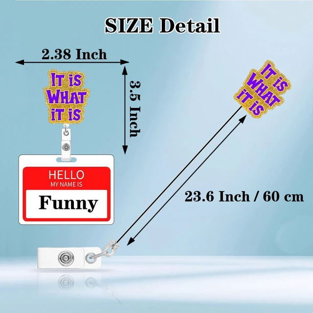 Alt view image 3 of 7 - Abamilaka Funny Nurse Badge Reel Holder Retractable It is What It is Nursing RN CNA Medical Badge Holder with Alligator Clip Accessories Acrylic Name Badge Clip Doctor Social Worker Office