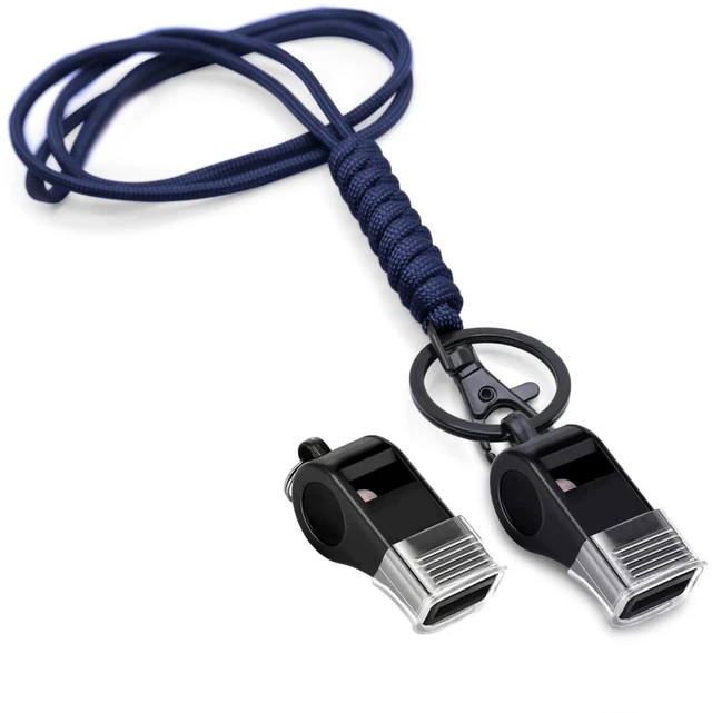 Main image of MyfavoriteK 2 Pack Professional Plastic Sports Whistle with Rope Lanyard Strap Sports Coach Referees Whistle Cord (Blue)