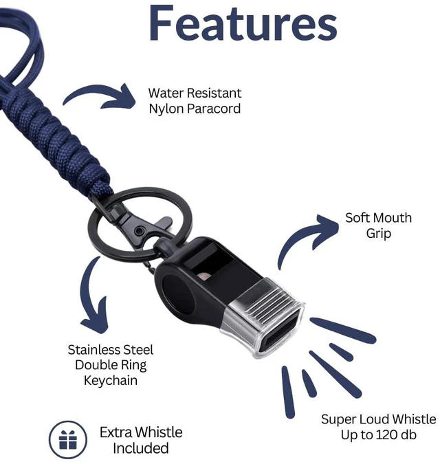 Alt view image 2 of 4 - MyfavoriteK 2 Pack Professional Plastic Sports Whistle with Rope Lanyard Strap Sports Coach Referees Whistle Cord (Blue)