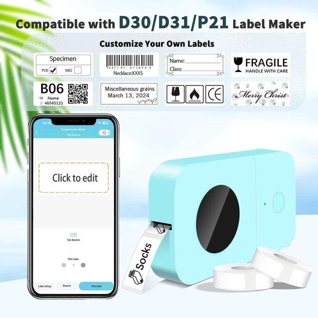 Alt view image 4 of 7 - PARLAIM Label Maker Tape,Thermal Label 1/2" x11/2(14X40mm) 160 Labels/Roll,Thermal Sticker Compatible with D30 Label Printer,Self-Adhesive Label Tape for for Home Office Small Business (White)