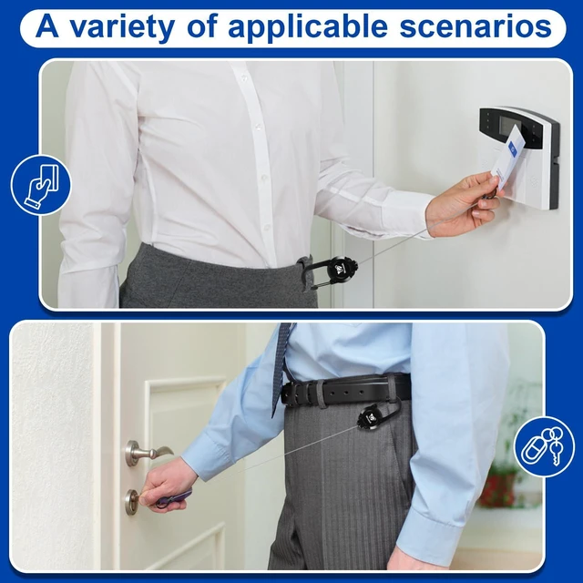 Alt view image 5 of 6 - Wrusuh Heavy Duty Retractable Keychain, Multitool Carabiner Badge Holder-Sturdy & Durable Design for Keys, ID Badges & Small Tools, Clip-On Belt/Camping Gear for Work, Travel, Warehouse & Outdoor Use