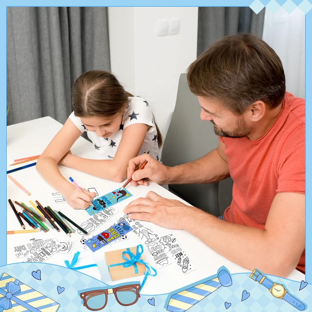 Alt view image 5 of 7 - Father's Day Color Your Own Bookmarks for Kids Party Goodie Fillers | 75Pcs Happy Father's Day DIY Coloring Bulk Blank Bookmark Classroom Art Craft Supplies for Student Father's Day Holiday