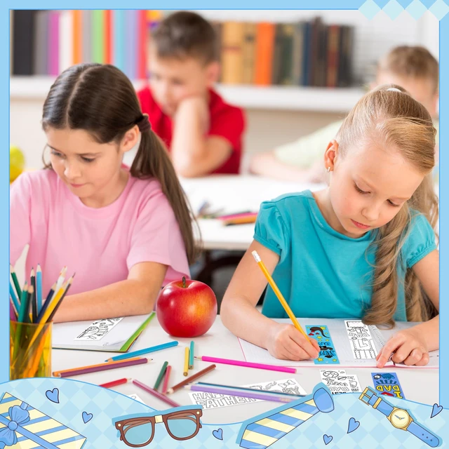 Alt view image 6 of 7 - Father's Day Color Your Own Bookmarks for Kids Party Goodie Fillers | 75Pcs Happy Father's Day DIY Coloring Bulk Blank Bookmark Classroom Art Craft Supplies for Student Father's Day Holiday