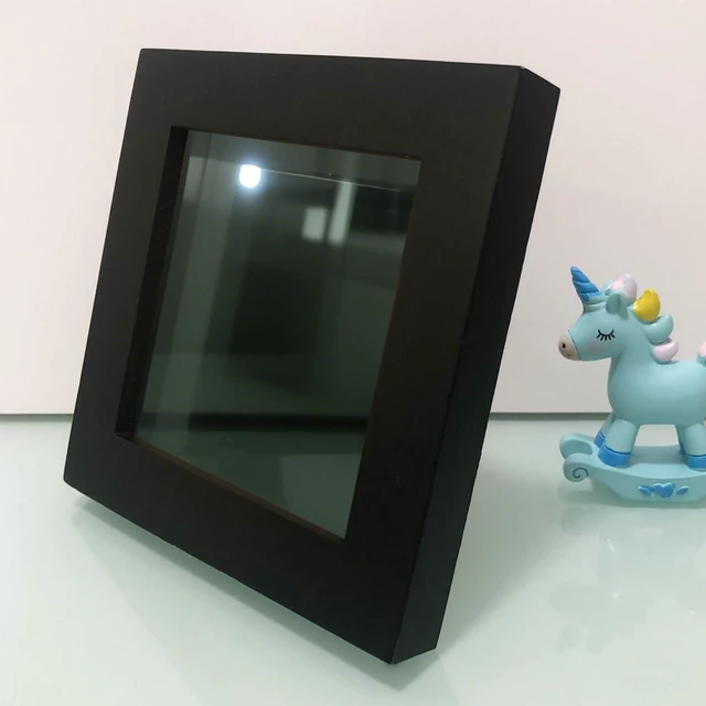 Alt view image 6 of 7 - ZXT-parts 4x4 Picture Frames Black Square, Solid Wood Frame, Real Glass Panel. For the Table and the Wall. Front Opening Windows 3.6 x 3.6 inches