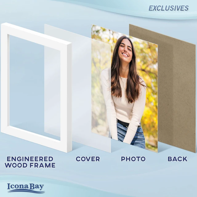 Alt view image 3 of 7 - 5x7 Picture Frame, White, Exclusives, Sturdy Wood Composite Photo Frame | This Icona Bay frame is professional, sleek, lightweight, sturdy, and perfect for wall mounting or tabletop display.
