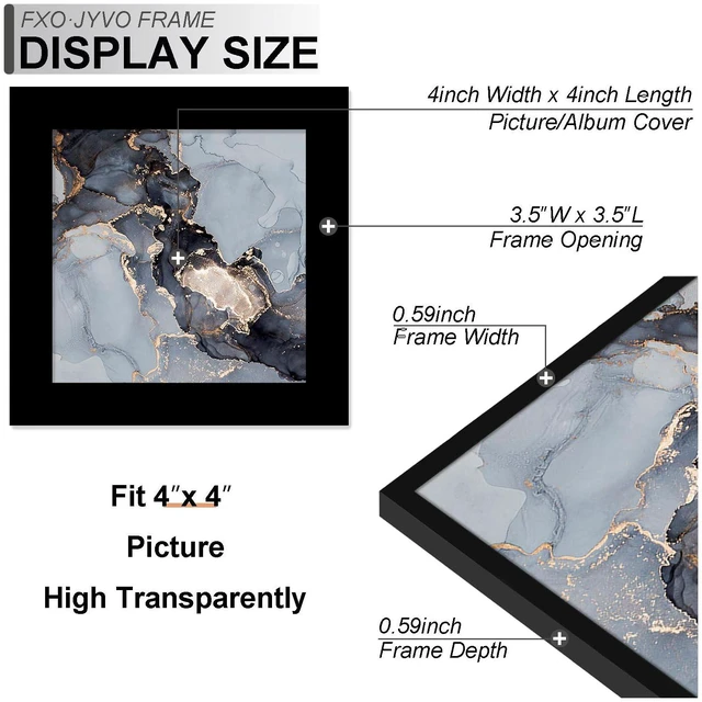 Alt view image 3 of 6 - Fxojyvo 4x4 Frame for Picture Photo Poster Square Tabletop/Wall Mount | Black Light Weight and High Transparent 4 x 4 Frame for 4by4 Pciture Display(1 Pack|Black|4x4)
