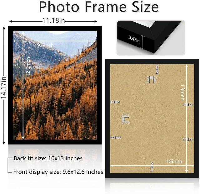 Alt view image 2 of 7 - Picrit 10x13 Picture Frame, Photo Frame for Wall Mounting Display, Black | Fits 10x13 Photos and Artwork, Clear Shatterproof Cover, Horizontal or Vertical Wall Mount, Gallery Wall, 1 Pack