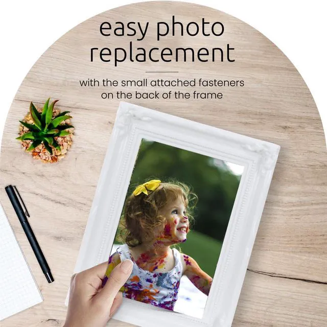 Alt view image 6 of 7 - Kiera Grace Georgia Picture Frame, Holds a 5" x 7" Photo, 7" x 9" Large Plastic Picture Frame for Wall Hanging and Photo Display, White