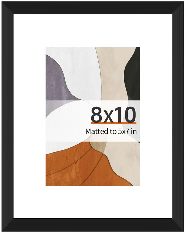 Main image of king 8x10 Black Picture Frame, Tabletop & Wall Display Photo Frame | Fits 5x7 photos with mat or 8x10 without mat. Acrylic front for poster, artwork and family photo. Gallery wall, Home decor