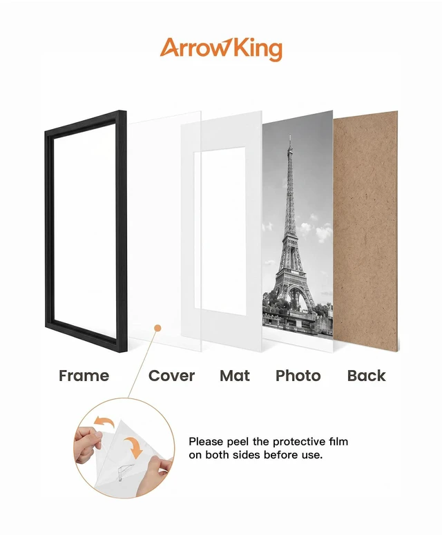 Alt view image 4 of 5 - king 8x10 Black Picture Frame, Tabletop & Wall Display Photo Frame | Fits 5x7 photos with mat or 8x10 without mat. Acrylic front for poster, artwork and family photo. Gallery wall, Home decor