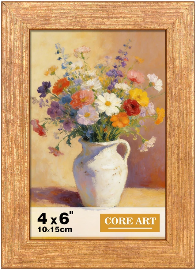 Main image of CORE ART 4x6 Gold Picture Frame, HD Plexiglass | Wall & Desktop Display, Cute Room Decor, Small Artwork Frame, Festival Gift, Rotatable Buckles, 45-Degree Stand