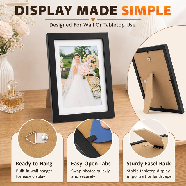 Alt view image 2 of 7 - FITIMOR 1 Pack Picture Frames, 4x6 Inch, Black Picture Frames, Wall Frame | Photo Frames for Wall, Wall Frames for Photos, Prints, Posters, Certificates, Home Office, Bedroom, Living Room Decoration