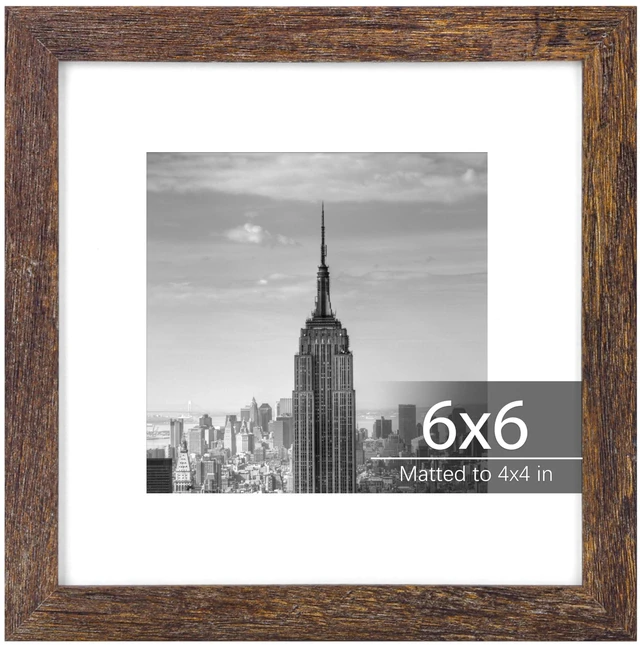 Main image of Fixwal 6x6 Picture Frame, MDF Frame With Plastic Cover, Rustic Brown, 1Pack | Shatter Resistant Plastic Cover, Wall or Tabletop Decor