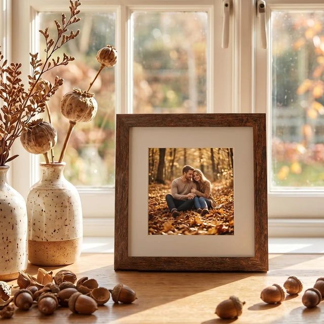 Alt view image 2 of 7 - Fixwal 6x6 Picture Frame, MDF Frame With Plastic Cover, Rustic Brown, 1Pack | Shatter Resistant Plastic Cover, Wall or Tabletop Decor