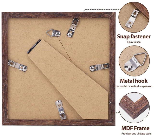 Alt view image 5 of 7 - Fixwal 6x6 Picture Frame, MDF Frame With Plastic Cover, Rustic Brown, 1Pack | Shatter Resistant Plastic Cover, Wall or Tabletop Decor