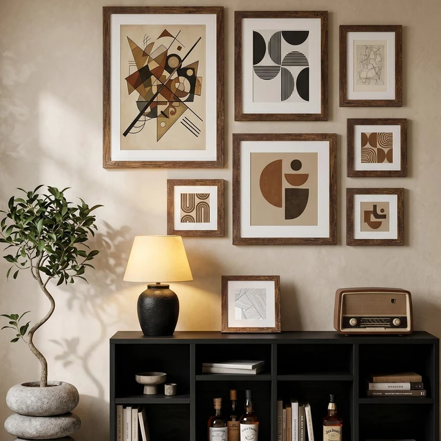 Alt view image 6 of 7 - Fixwal 6x6 Picture Frame, MDF Frame With Plastic Cover, Rustic Brown, 1Pack | Shatter Resistant Plastic Cover, Wall or Tabletop Decor