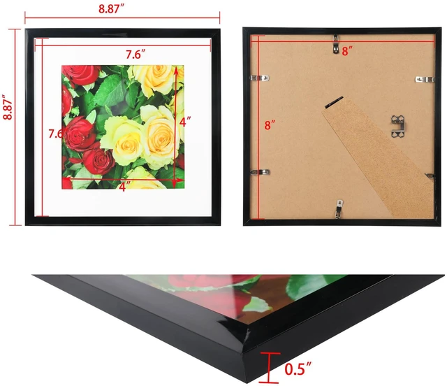 Alt view image 4 of 7 - Medog 8x8 Picture Frame, Wall Mounting Certificate Poster Frame, Black