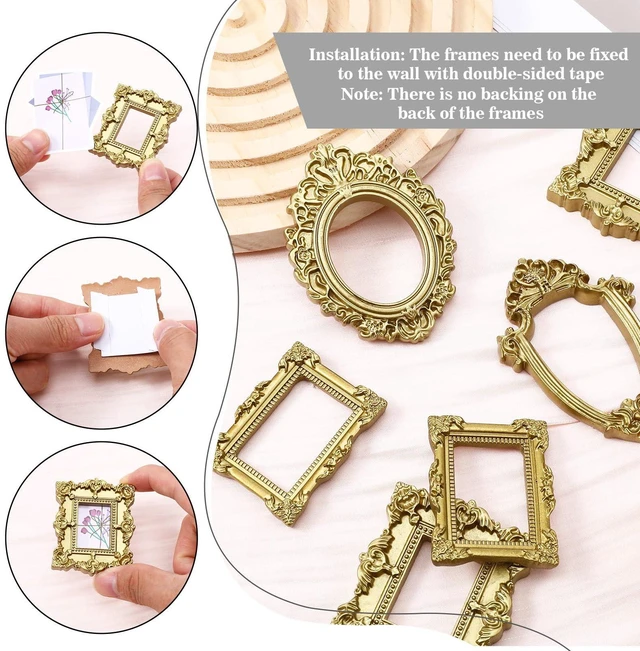 Alt view image 4 of 7 - Vintage Resin Picture Frame 10 PC Mini Gold Baroque Antique Ornaments | Sibba Small Table Top Jewelry Display Oval Rectangle Wall Hanging Photography Holder for DIY Photo Christmas Home Decor