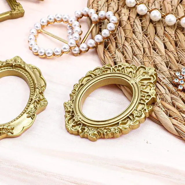 Alt view image 5 of 7 - Vintage Resin Picture Frame 10 PC Mini Gold Baroque Antique Ornaments | Sibba Small Table Top Jewelry Display Oval Rectangle Wall Hanging Photography Holder for DIY Photo Christmas Home Decor