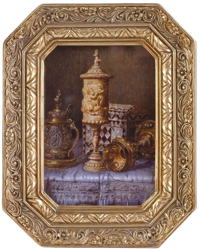 Main image of Kangce Vintage Picture Frames 2.5x3.5 Octagon Bronze Antique Ornate Picture Frames for Tabletop and Wall Mount with Glass Front Retro Home Decor Old Fashioned Victorian Photo Gallery Wall Decor