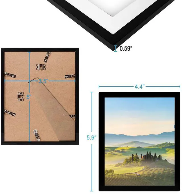 Alt view image 3 of 7 - HUKONHEP 3.5x5 Black Picture Frames, Photos Frame with Plexiglass, Wall Gallery Photo Frames, Horizontal and Vertical for Wall Mounting and Tabletop, Home Office Decoration