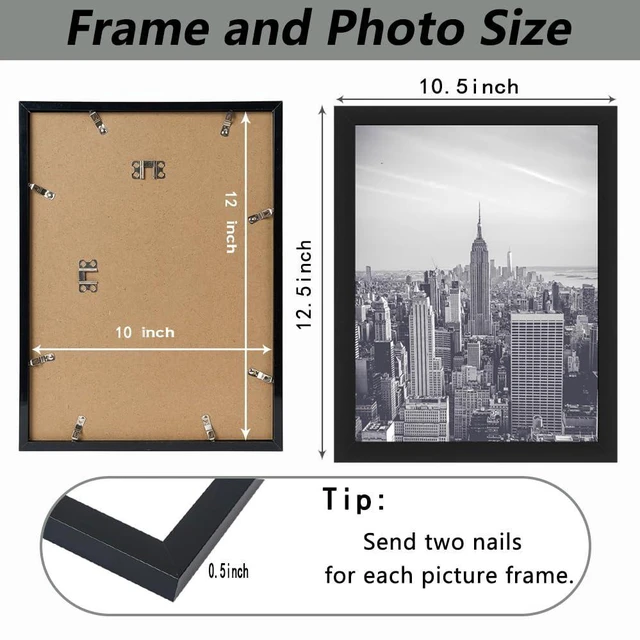 Alt view image 2 of 6 - RUN HELIX 10x12 Picture Frames, Photos Frame with Plexiglass, Wall Gallery Photo Frames, Horizontal and Vertical for Wall Mounting, Home Office Decoration,Black
