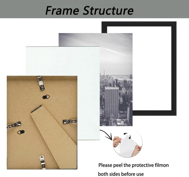 Alt view image 3 of 6 - RUN HELIX 10x12 Picture Frames, Photos Frame with Plexiglass, Wall Gallery Photo Frames, Horizontal and Vertical for Wall Mounting, Home Office Decoration,Black