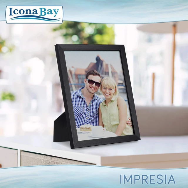 Alt view image 3 of 6 - Icona Bay 8x10 Black Picture Frame, Simple Modern Design, Table Top Kickstand and Wall Hanging Hooks Included, Impresia Collection