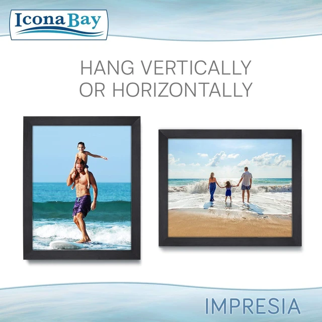 Alt view image 4 of 6 - Icona Bay 8x10 Black Picture Frame, Simple Modern Design, Table Top Kickstand and Wall Hanging Hooks Included, Impresia Collection