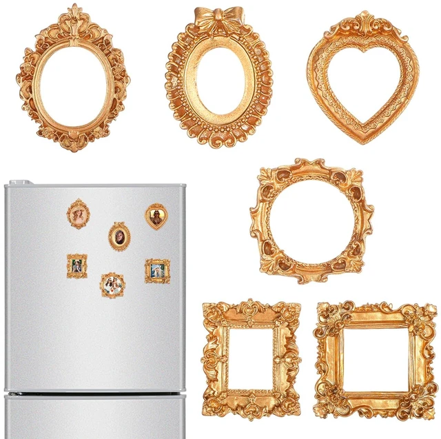 Main image of Gjinxi Small Gold Picture Frame 6 PCS Mini Vintage Resin Frames | Baroque Antique Ornaments, Table Top Jewelry Display, Oval Rectangle Heart, Photography Holder, for DIY Photo