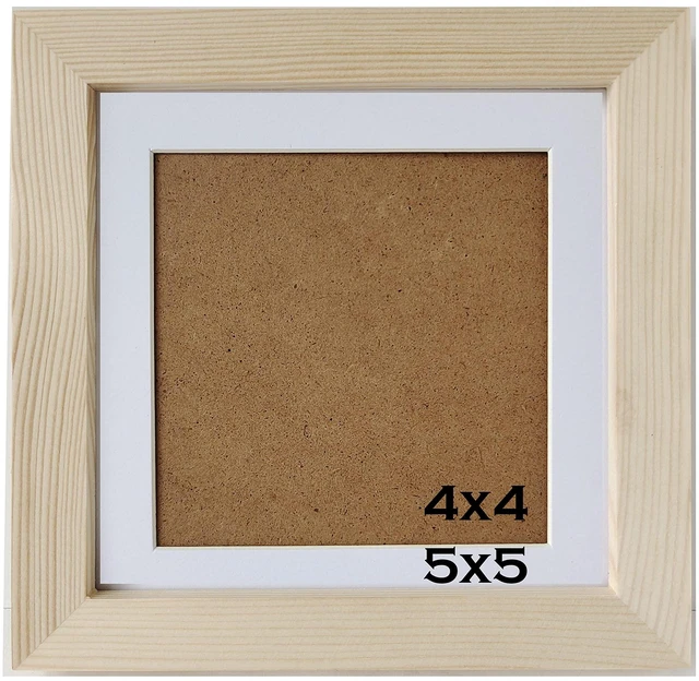 Main image of YUUPIILY 5x5 Picture Frame With 4x4 Mat. Solid Wood. No Paint. DIY Color. | Shatterproof Plastic Panel(not Glass). Tabletop & Wall Mount Photo Frame