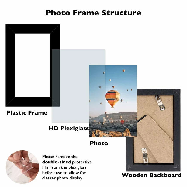 Alt view image 2 of 7 - JCJMY 3x5 Picture Frame Black for Tabletop, 3 x 5 Photo Frame with Shatter Resistant Plexiglass, Sturdy 3 by 5 Poster Frame, Black