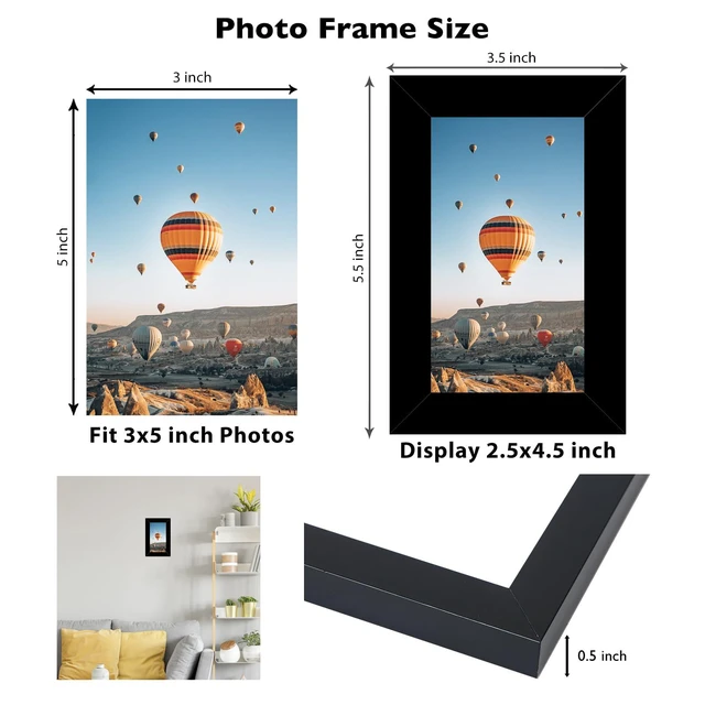 Alt view image 3 of 7 - JCJMY 3x5 Picture Frame Black for Tabletop, 3 x 5 Photo Frame with Shatter Resistant Plexiglass, Sturdy 3 by 5 Poster Frame, Black